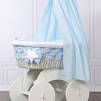 Moses Basket/Wicker drape crib - big wheels